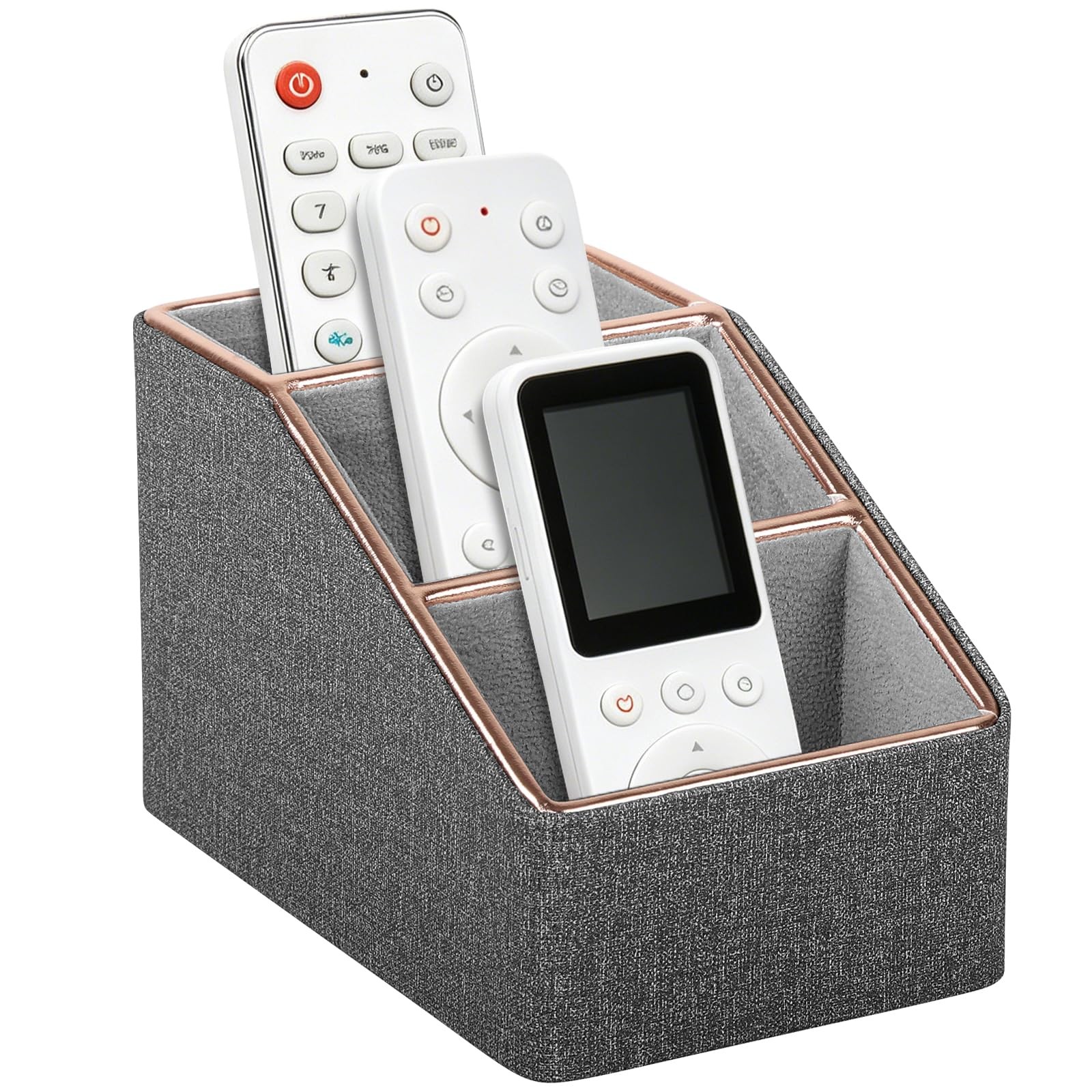 Rose Gold Edge Inlaid Leather Desktop Organizer, Remote Control Holder,Nights…