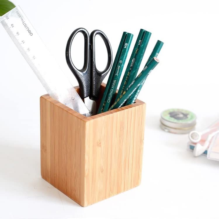 Wooden Pen Holder, Pencil Cases, Bamboo Office Table Storage Container Box