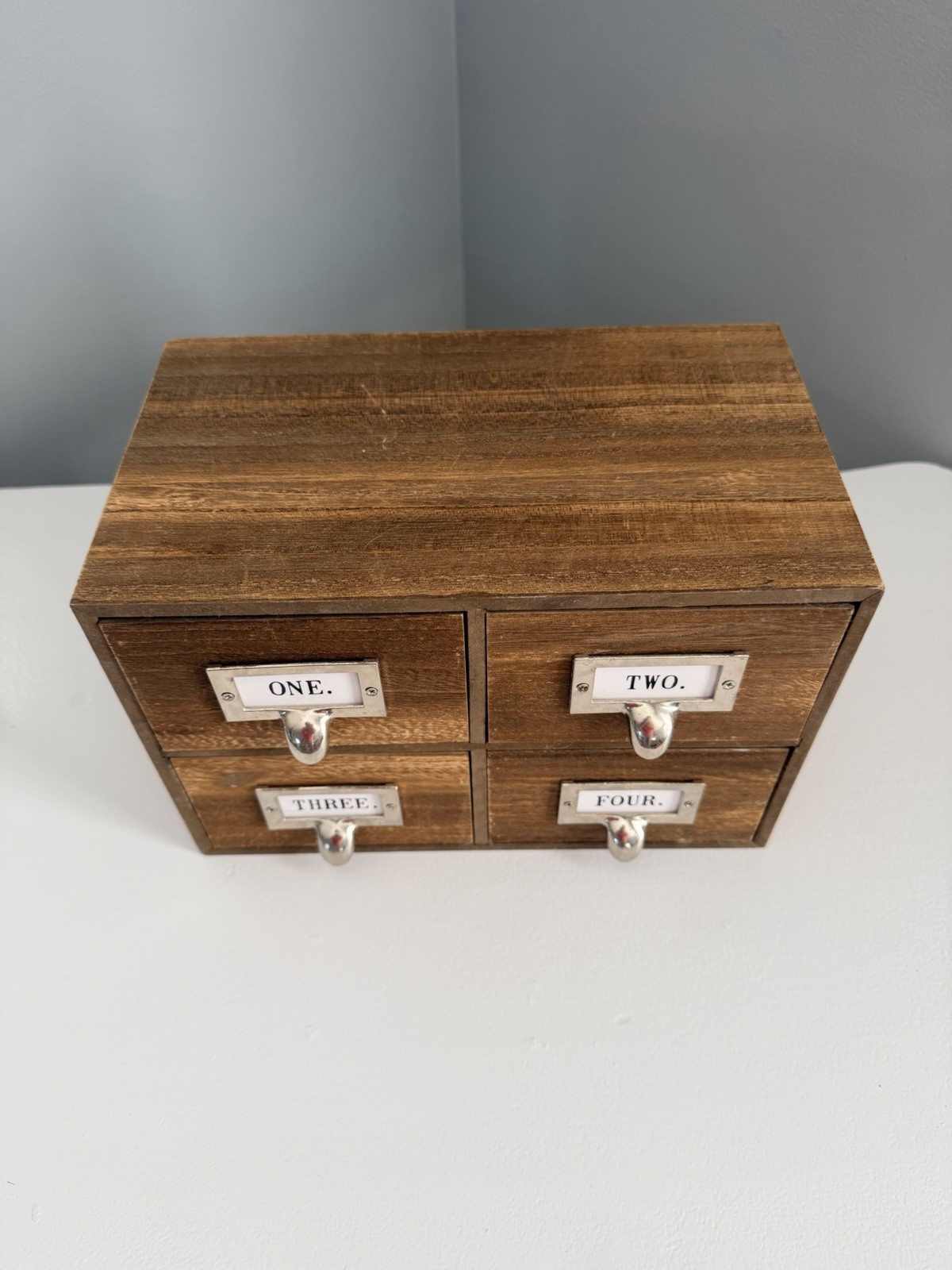 Desk Organizer with Drawers Wooden Desktop Storage Cabinet Storage Box, 4 Drawer