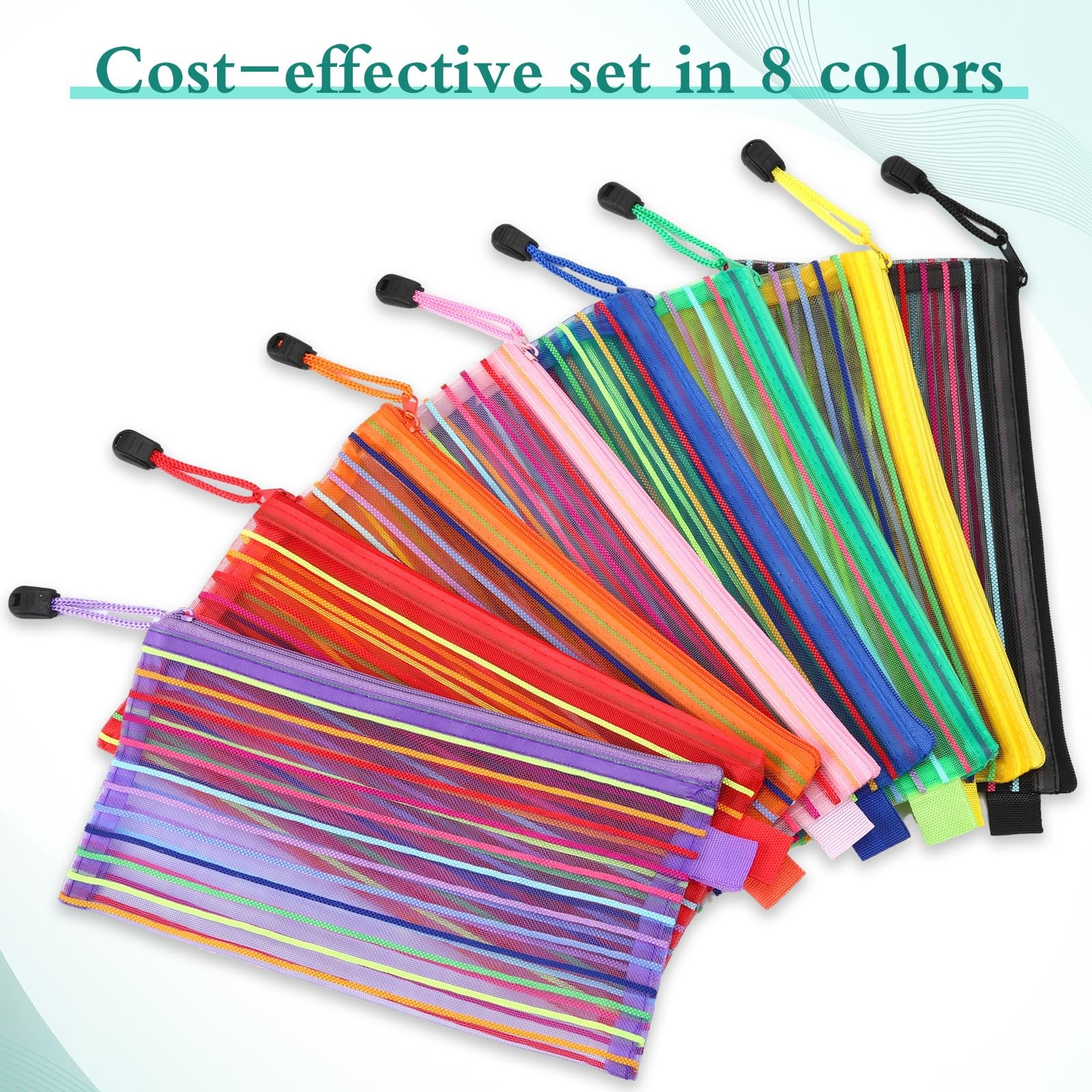 Glenmal 32 Pack Zipper Mesh Pouch Pencil Pouches Cases Multipurpose Storage B…