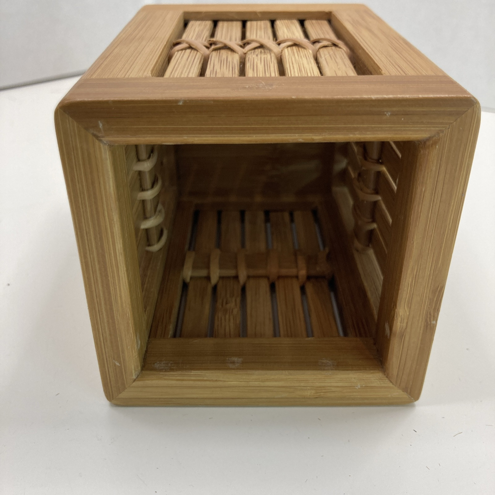 Vtg Bamboo Rattan MCM Planter Desk Organizer 4.5″