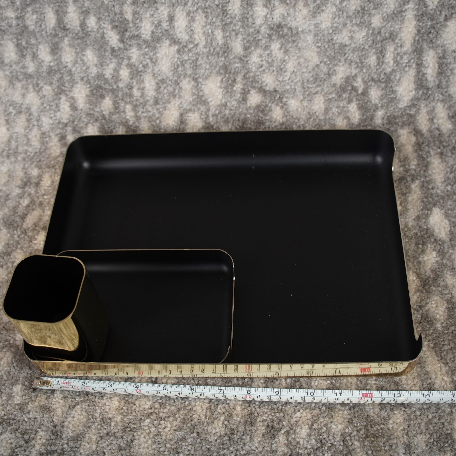 VTG 1984 Eldon Emphasis 6000 Gold Desk Note Pad Trays & Pen Holder 3 Pc Set