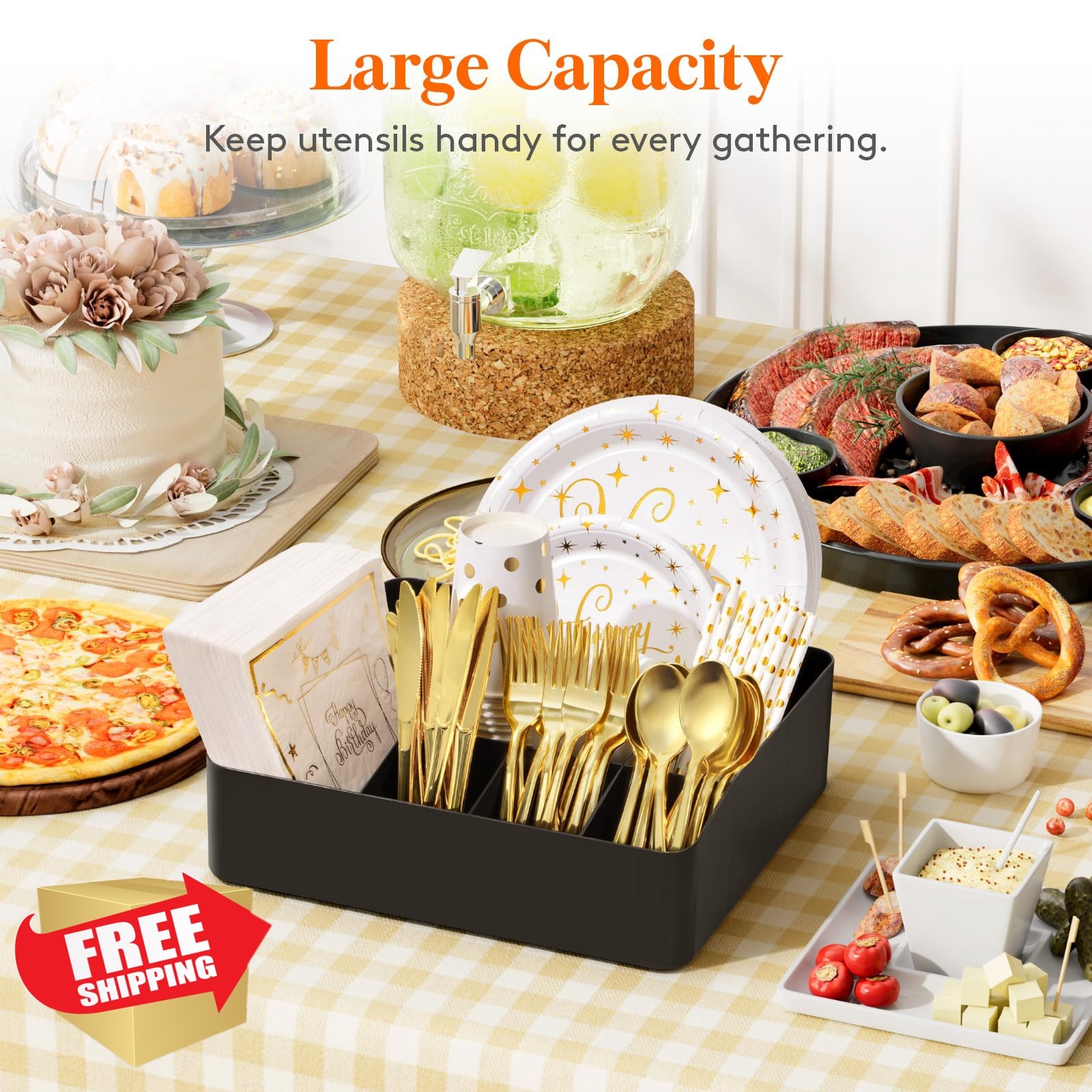 Lifewit paper plate organizer black