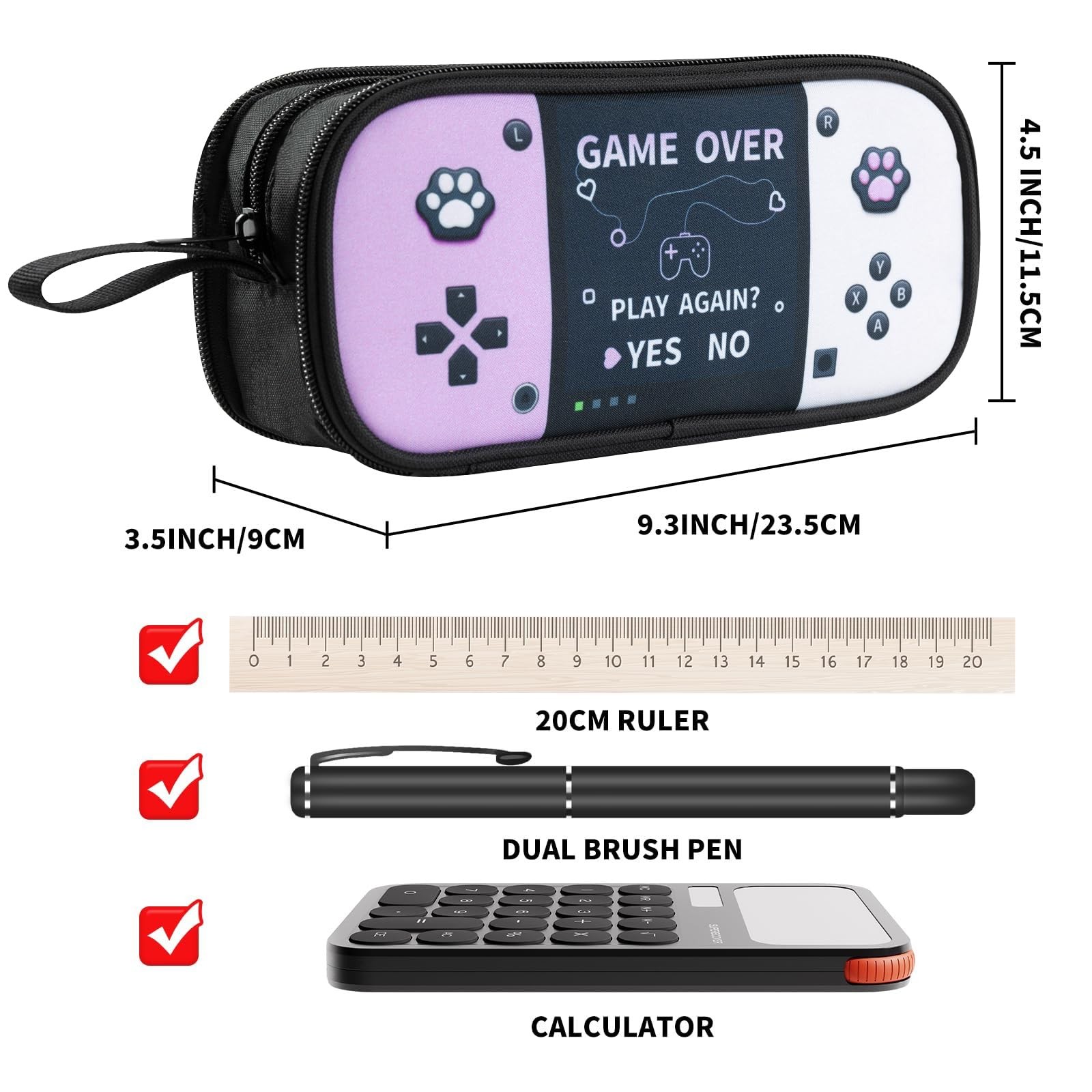 Large Game Controller Pencil Case for Teen girl Kid Capacity Pen Box Pouch Or…