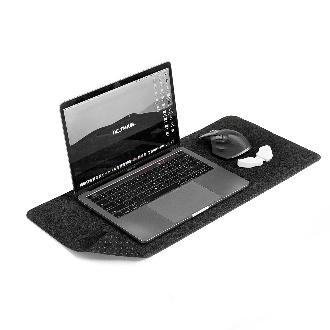 DELTAHUB – Minimalistic Felt Desk 11″ x 24.8″, Dark Grey – (28x63cm)