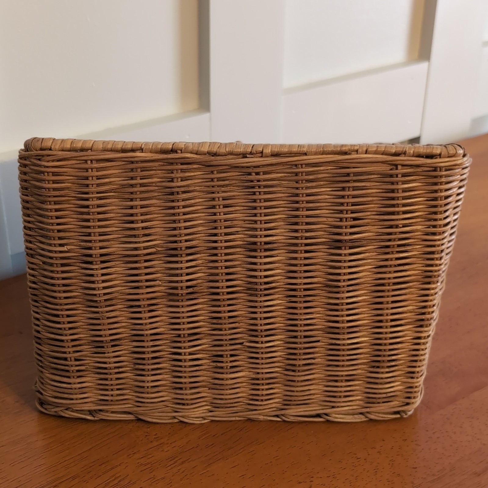 Vintage Wicker Rattan Desk Mail Organizer Work or Office Cottagecore