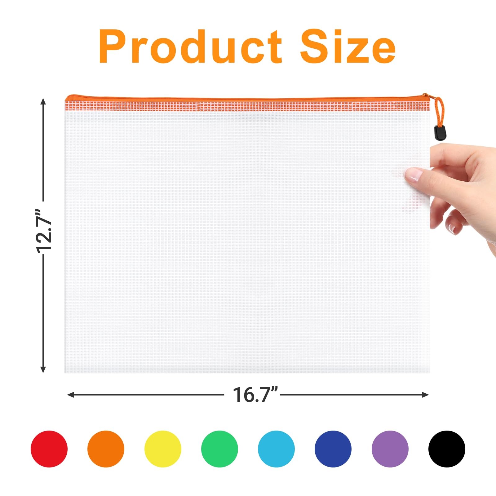 A3 Letter Size Mesh Zipper Bag with Sticker, 24 Pack Storage Pouch, Organizat…