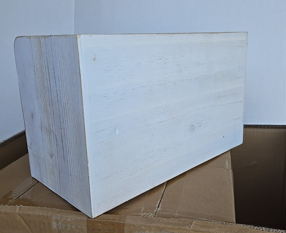 SeekElegant Wooden Desktop Organizer w/ Drawers, White Washed NEW (49B)