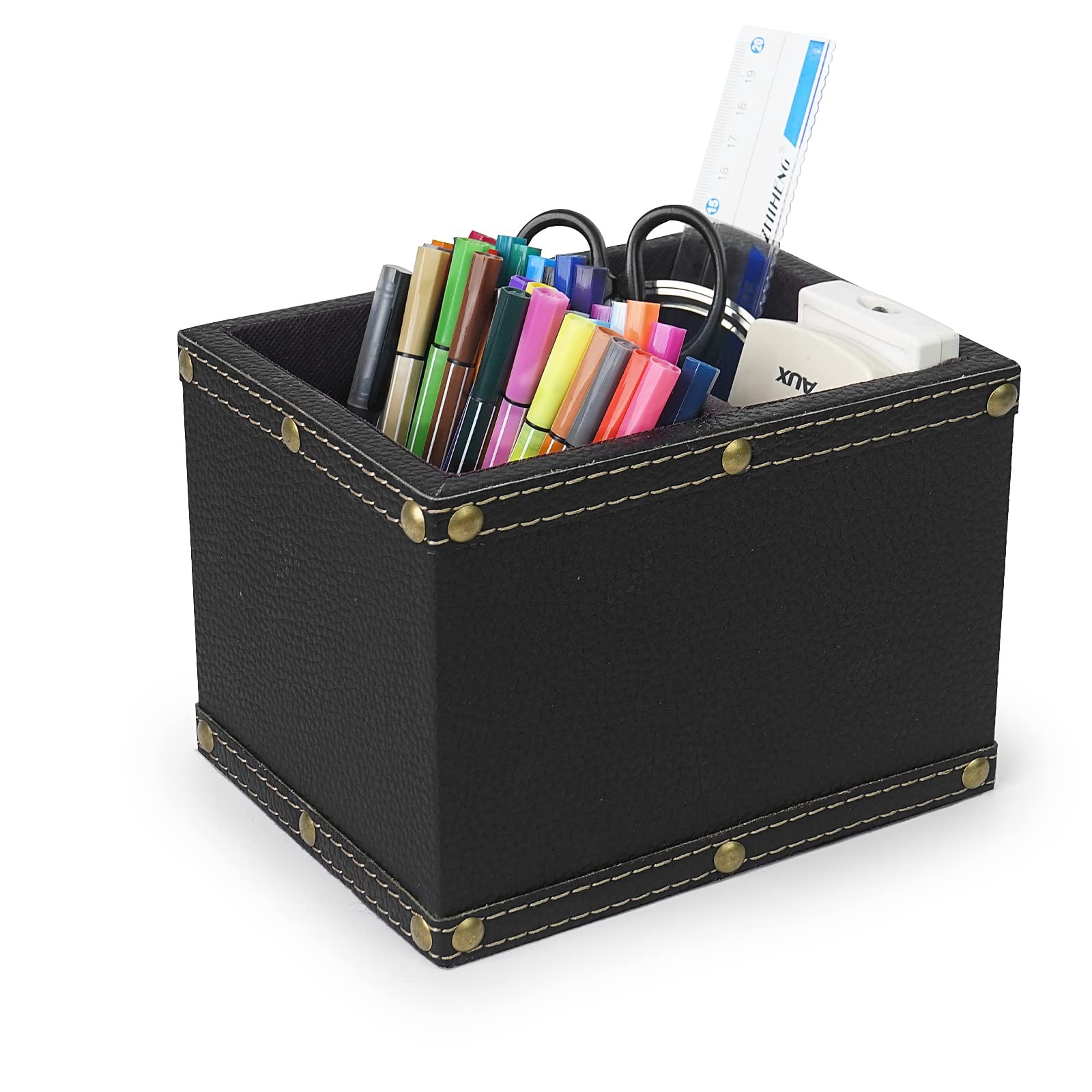 2 Slots Wood Remote Control Holder Storage Box Black