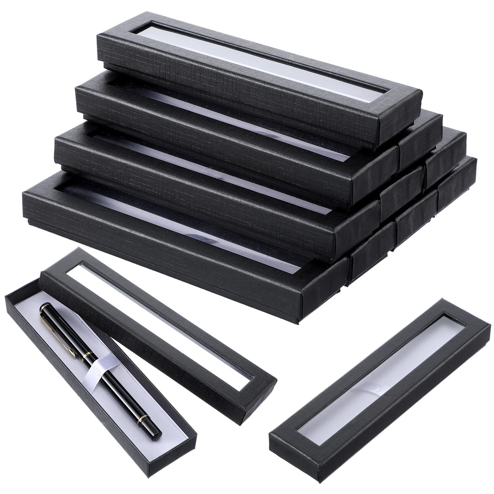 12 Pieces Empty Pen Gift Box Black Cardboard Case with Clear Window for Jewel…