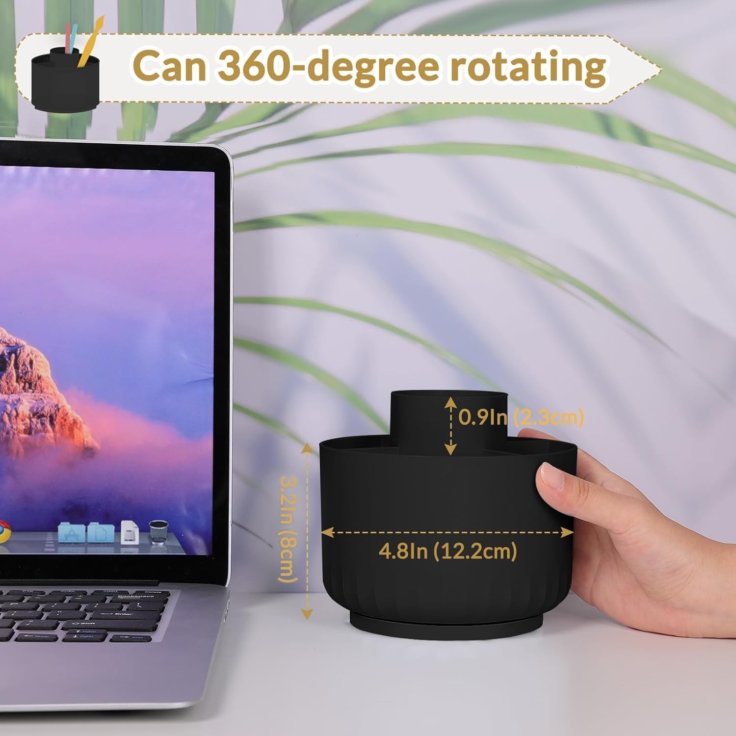 Stylish 360-Rotation Pen & Pencil Holder – Space-Saving Desk Organizer in Black