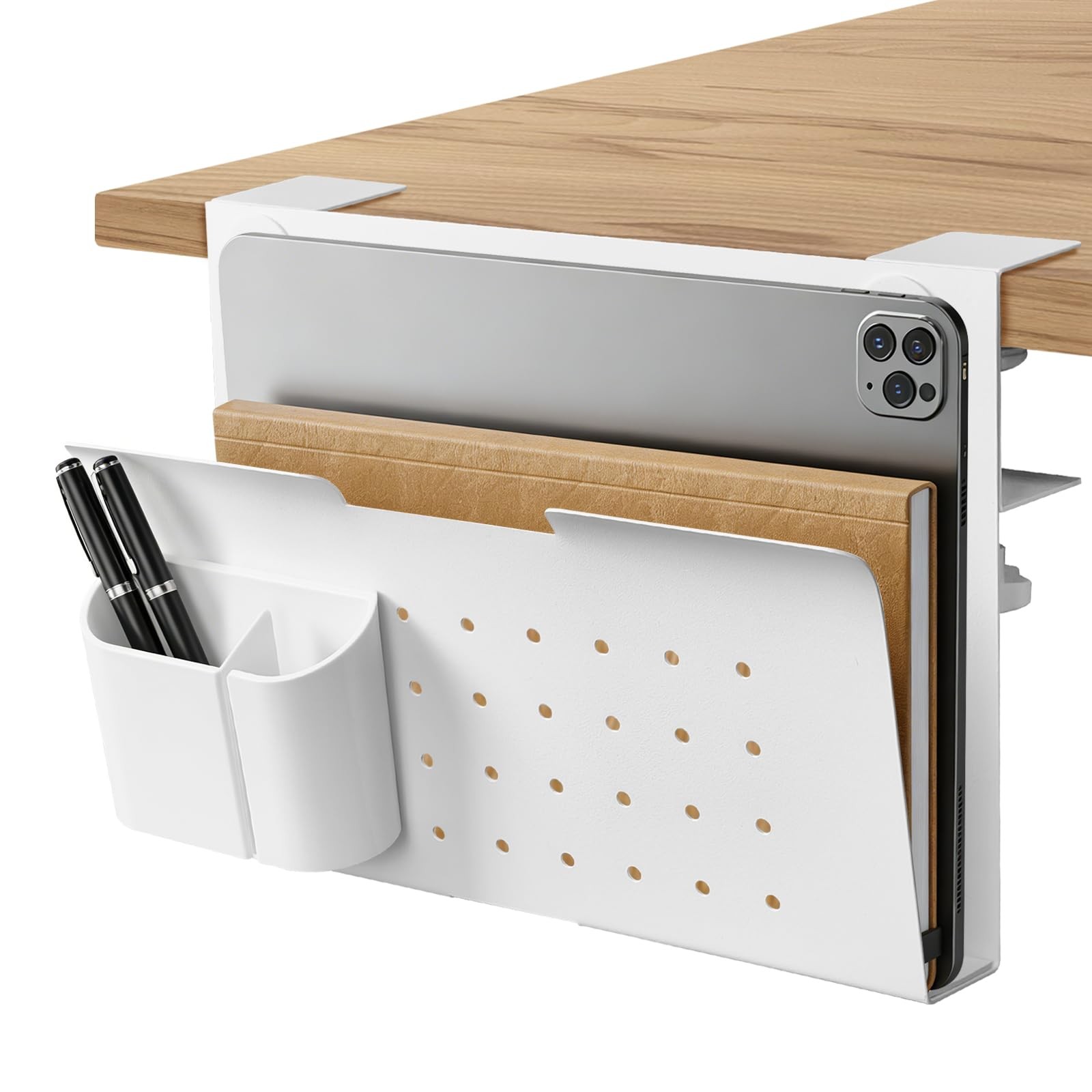 Cyrabota Under Desk Laptop Holder, No Drill 11.81 x 1.61 x 7.87 inches, White