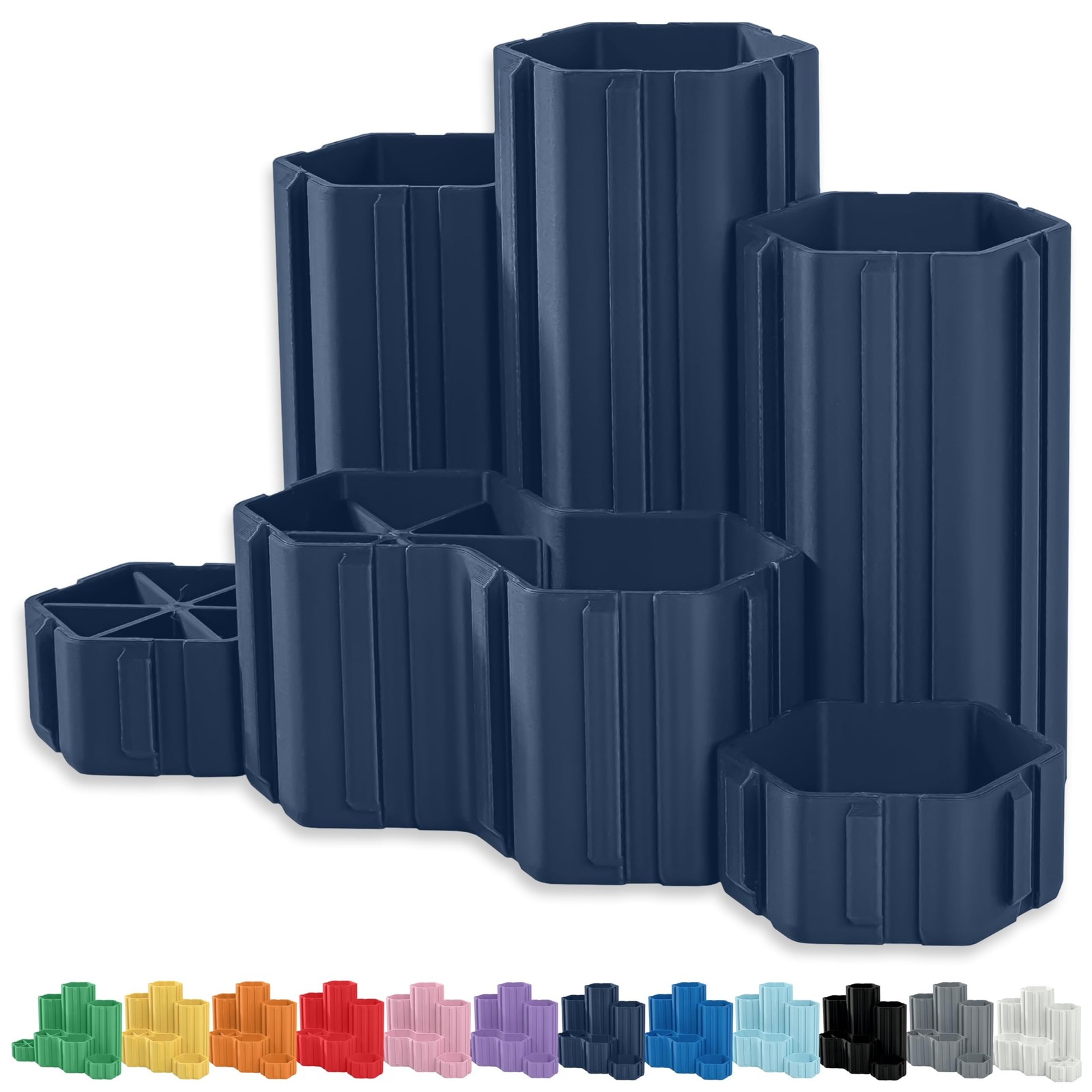 Glassboard Studio Hexaflex Organizer Set – Four container sizes, Navy Blue