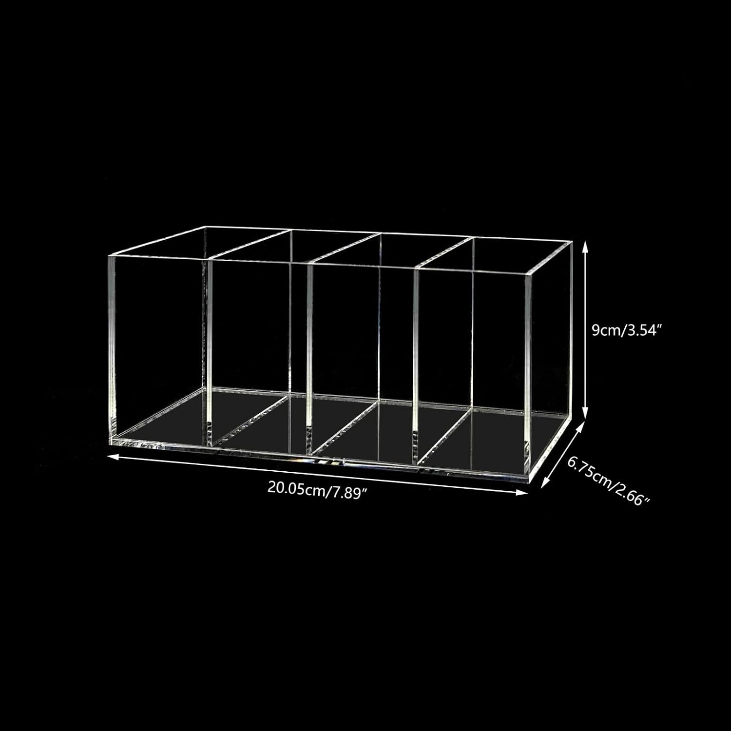 Acrylic Pen Holder 4 Compartments Clear Pencil Holder Organizer Makeup Brush