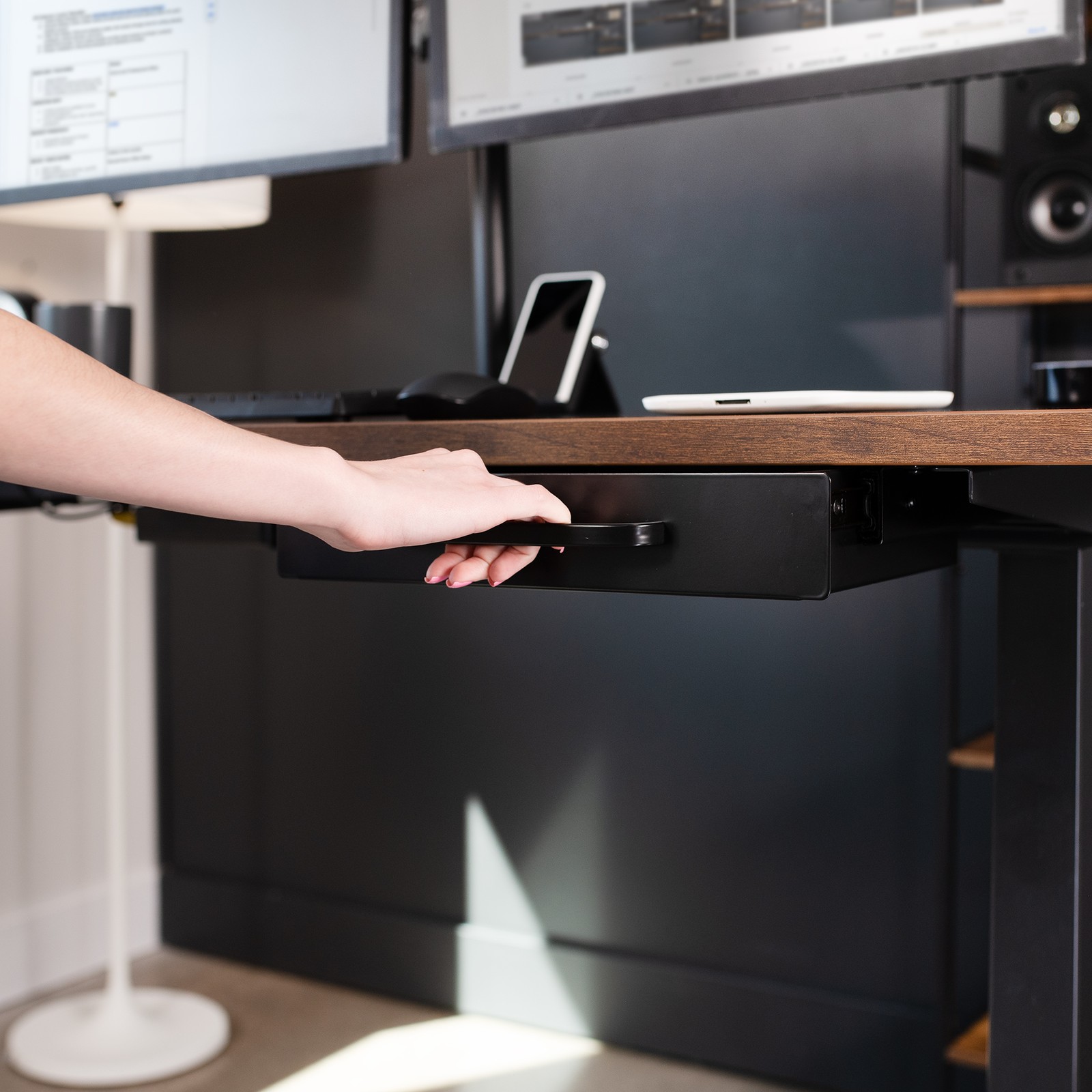 VIVO Black Space Saver Sliding Under Desk Storage Drawer with Pull Handle