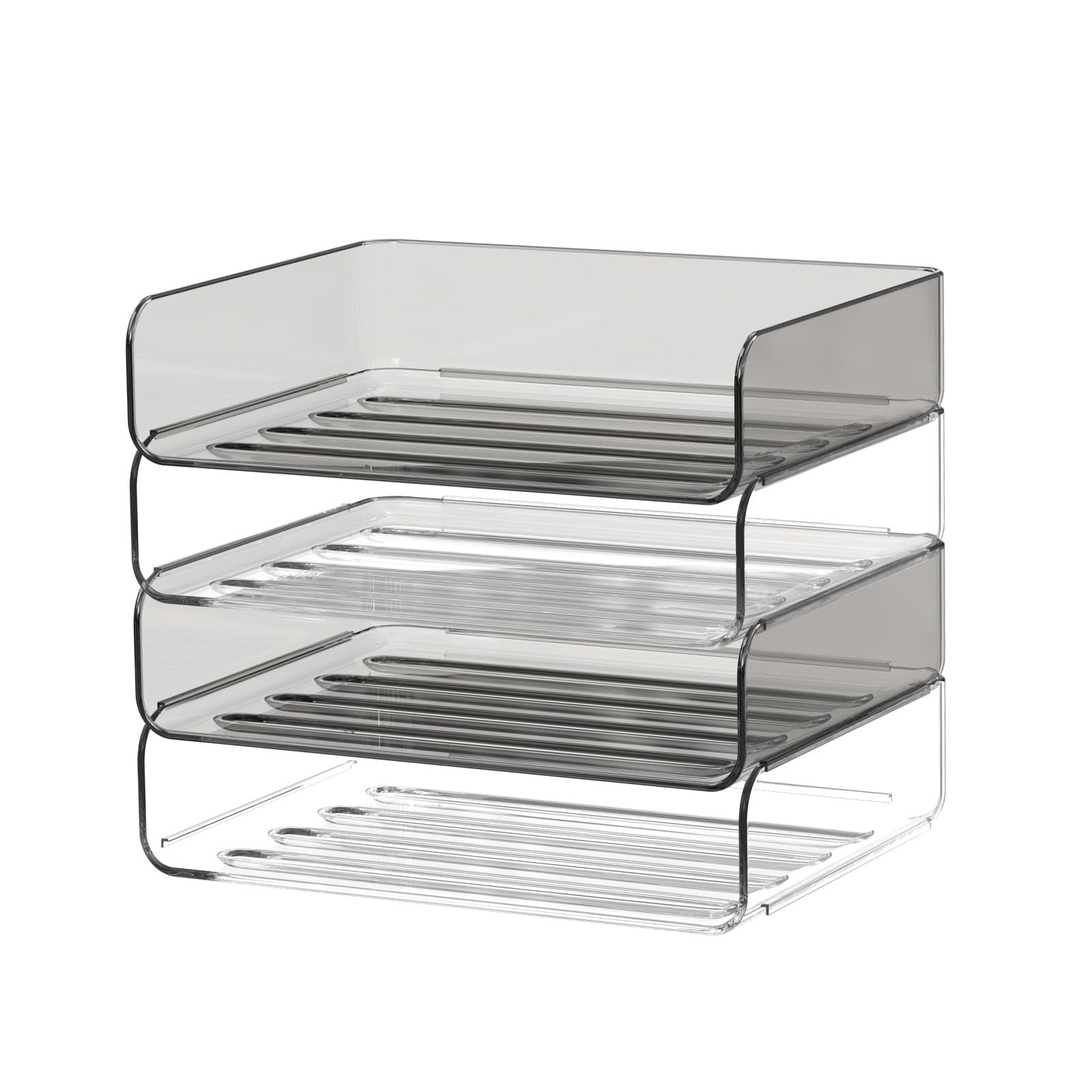 1 PCS Clear And Brown 4Tier Acrylic Paper Tray Organizer For Desk Stackable