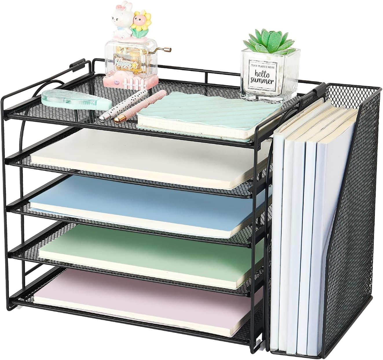 Desk Organizers and Accessories, 5-Tier Desktop Paper File Organizer with Remova