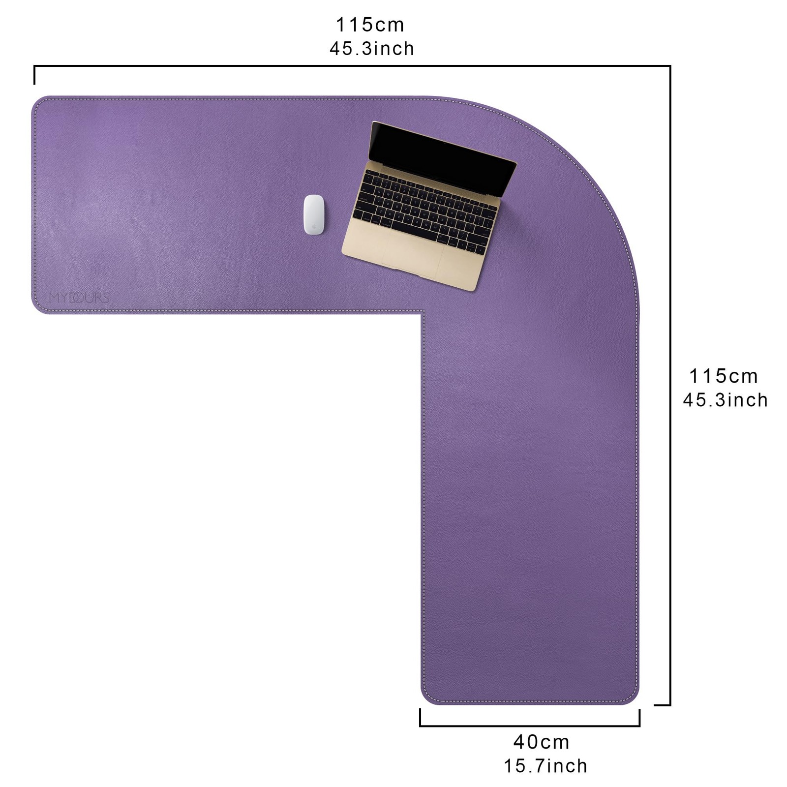 Mydours L-Shape Desk Mat 46 X 46 X 16 Extra Large Pu Leather Desk Pad Blotter