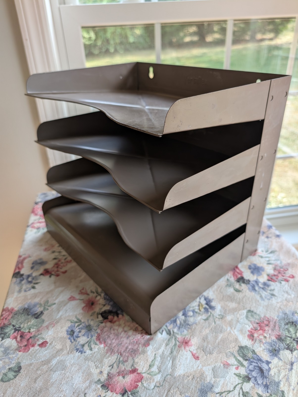 Vintage VERTIFLEX Metal Paper File Organizer – Tiered – Table Top or Wall Mount
