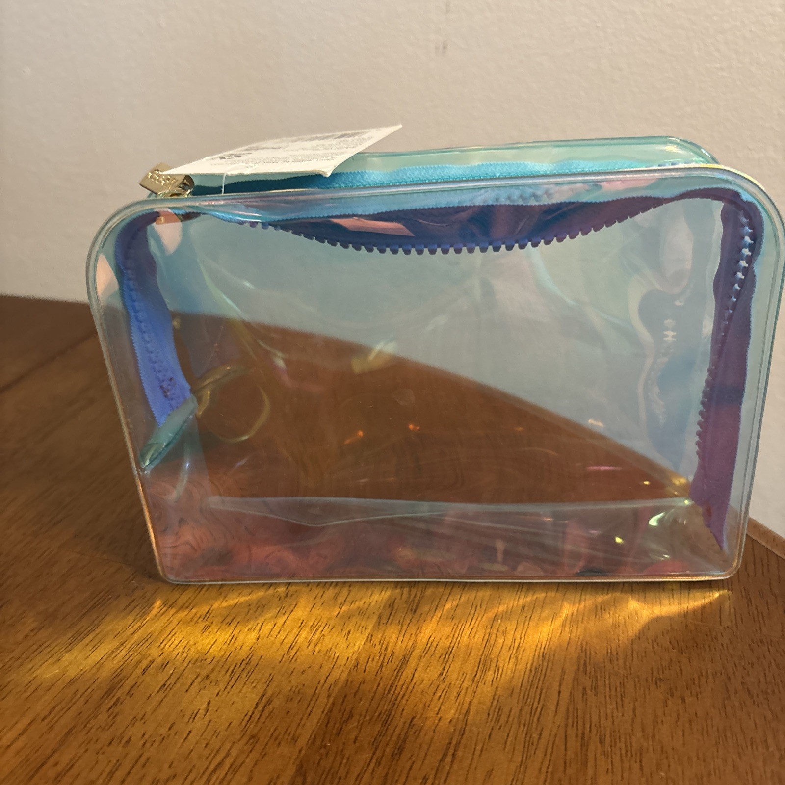 Noted by Post-it® Pen Pouch Iridescent Blue Tone Zipper Translucent Case