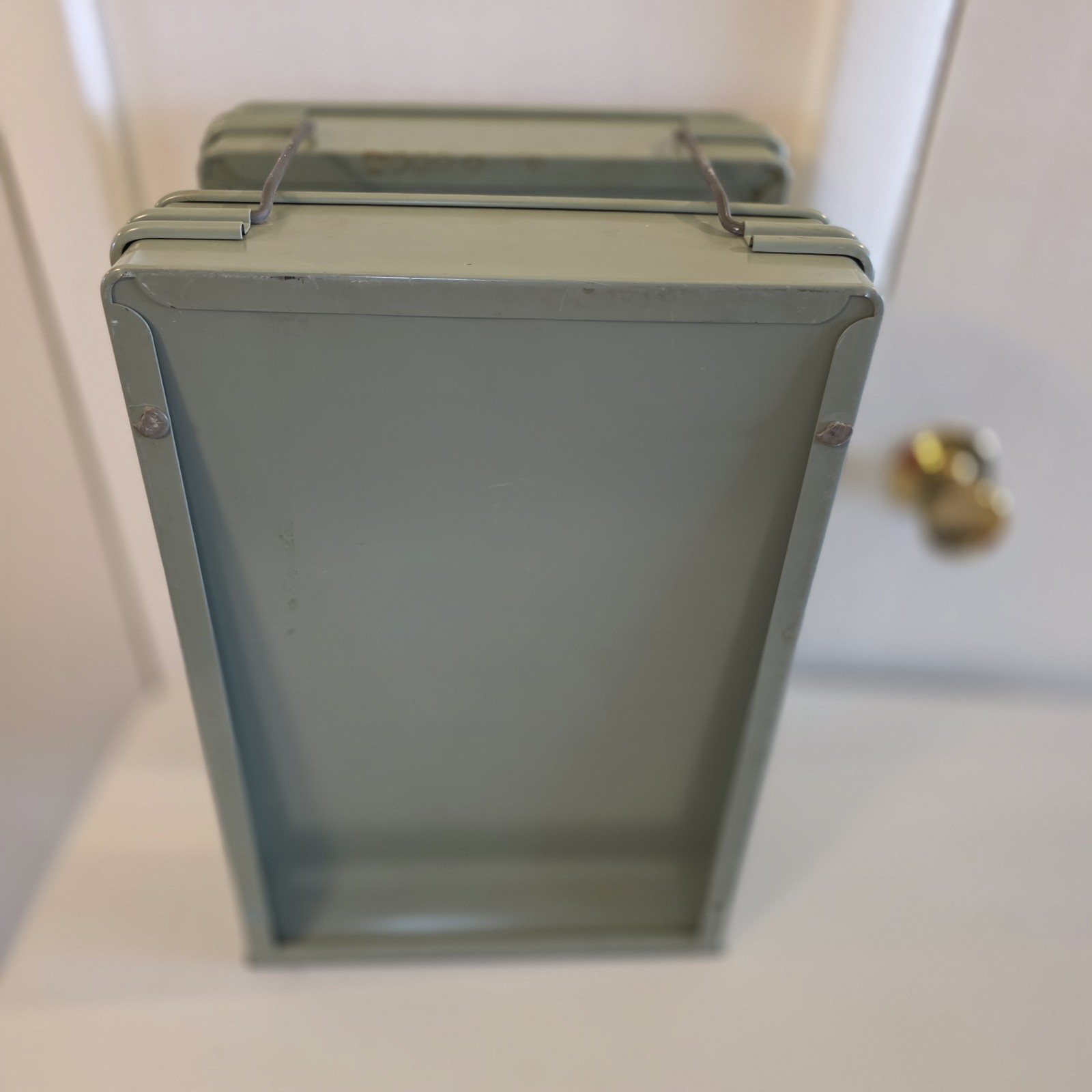 Vintage Globe-Wernicke 2 Tier Metal Paper Tray File Organizer Vintage Gray Green
