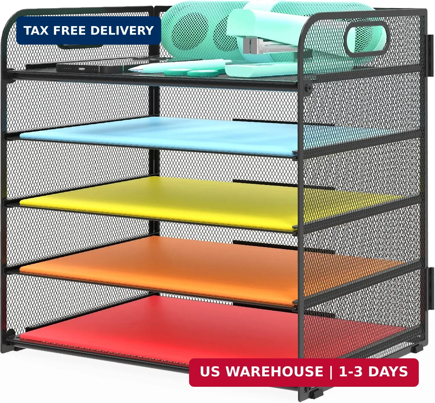 Letter Tray Paper Organizer 5-Tier Desk Organizer File Organizer Paper Holder wi