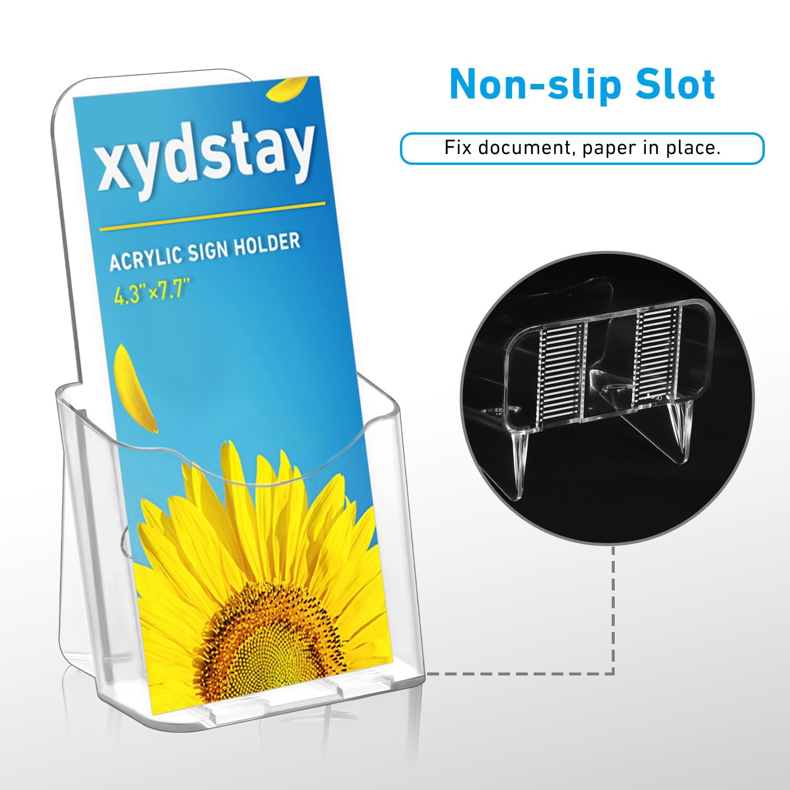 xydstay Brochure Holder 4×9 Inches Slant Back Design, Clear Display