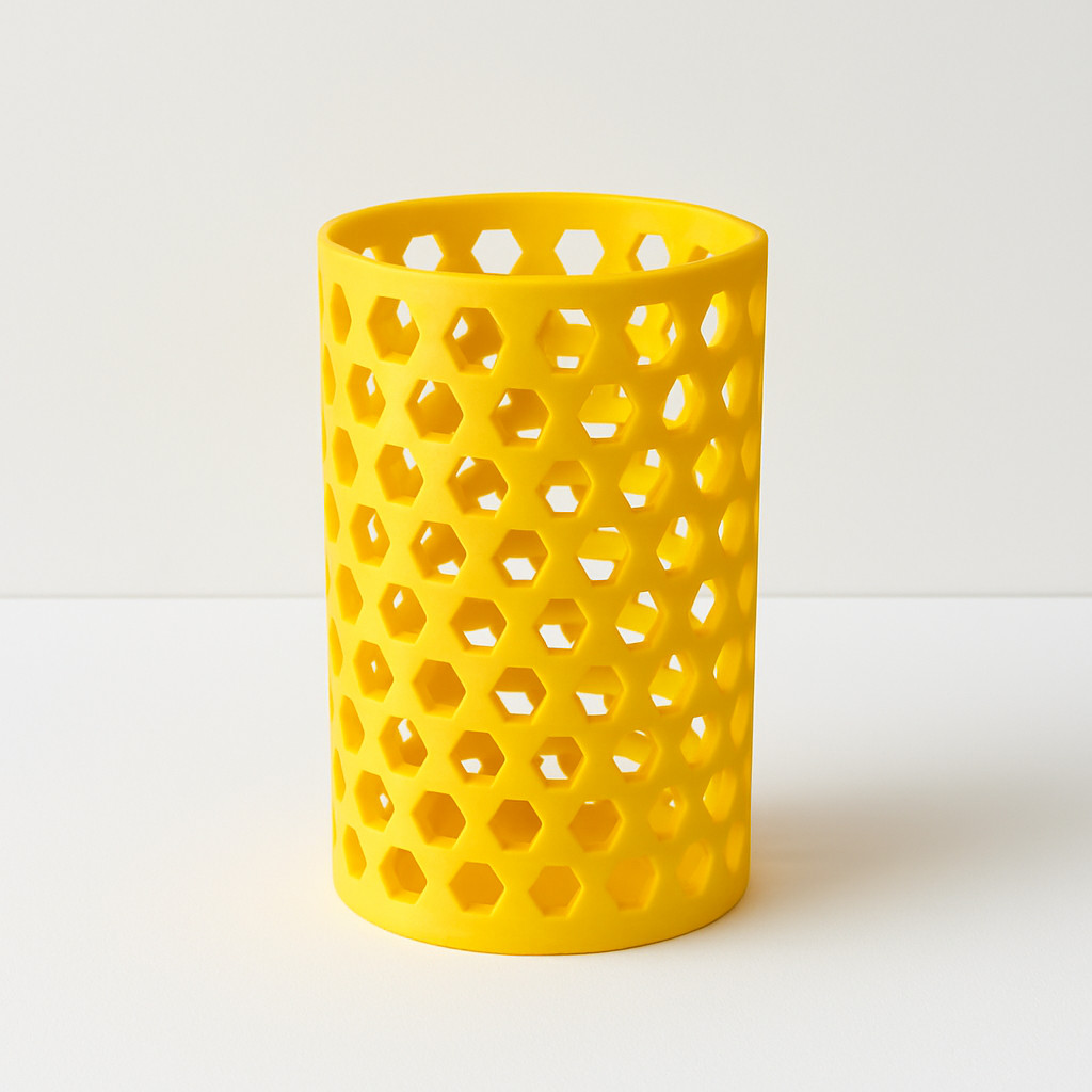 Yellow Desk Organizer – 3D-Printed Pencil & Pen Holder – Custom Design