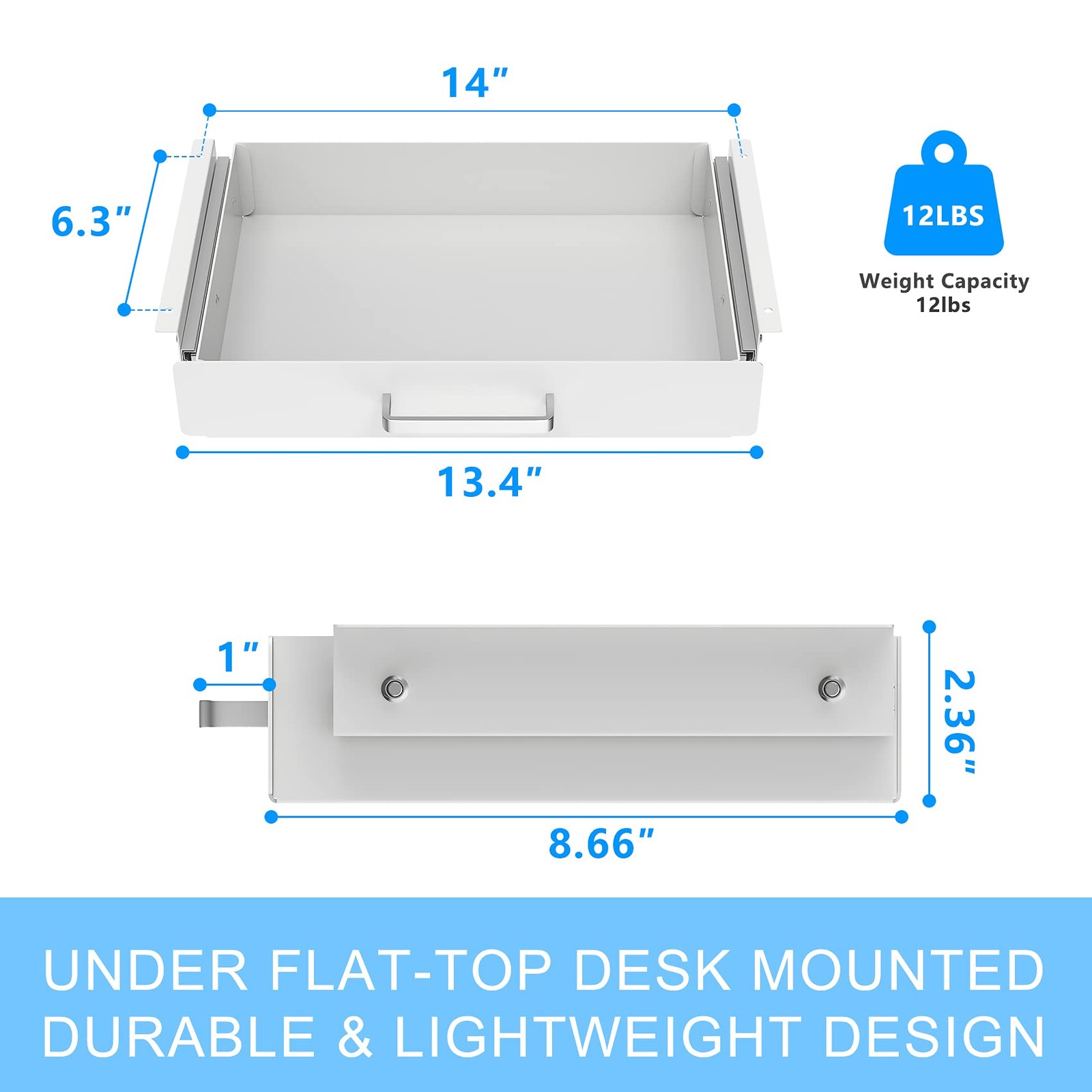 Under Desk Pull-Out Drawer – Storage Organizer Office Mounted, Easy Slide-Out…