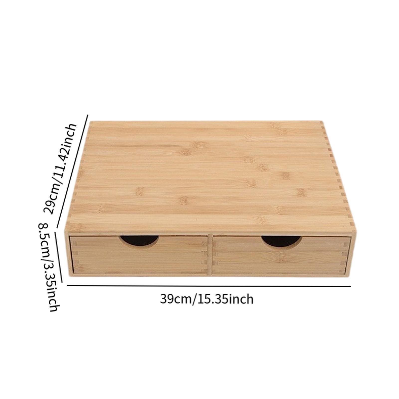 Bamboo Desk Organizer Cup Holder Home Decor No Assembly Required Desktop Drawer