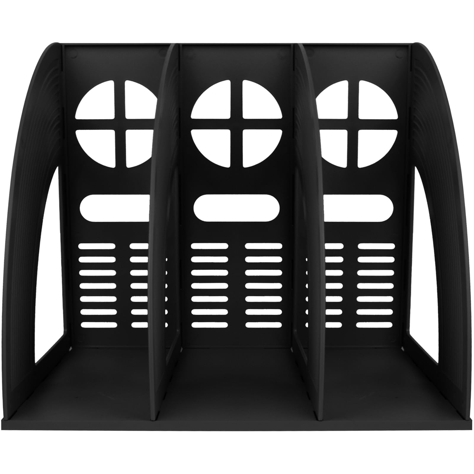Plastic File Sorter, Book Shelf Dividers, Office Desk Organizer, Black