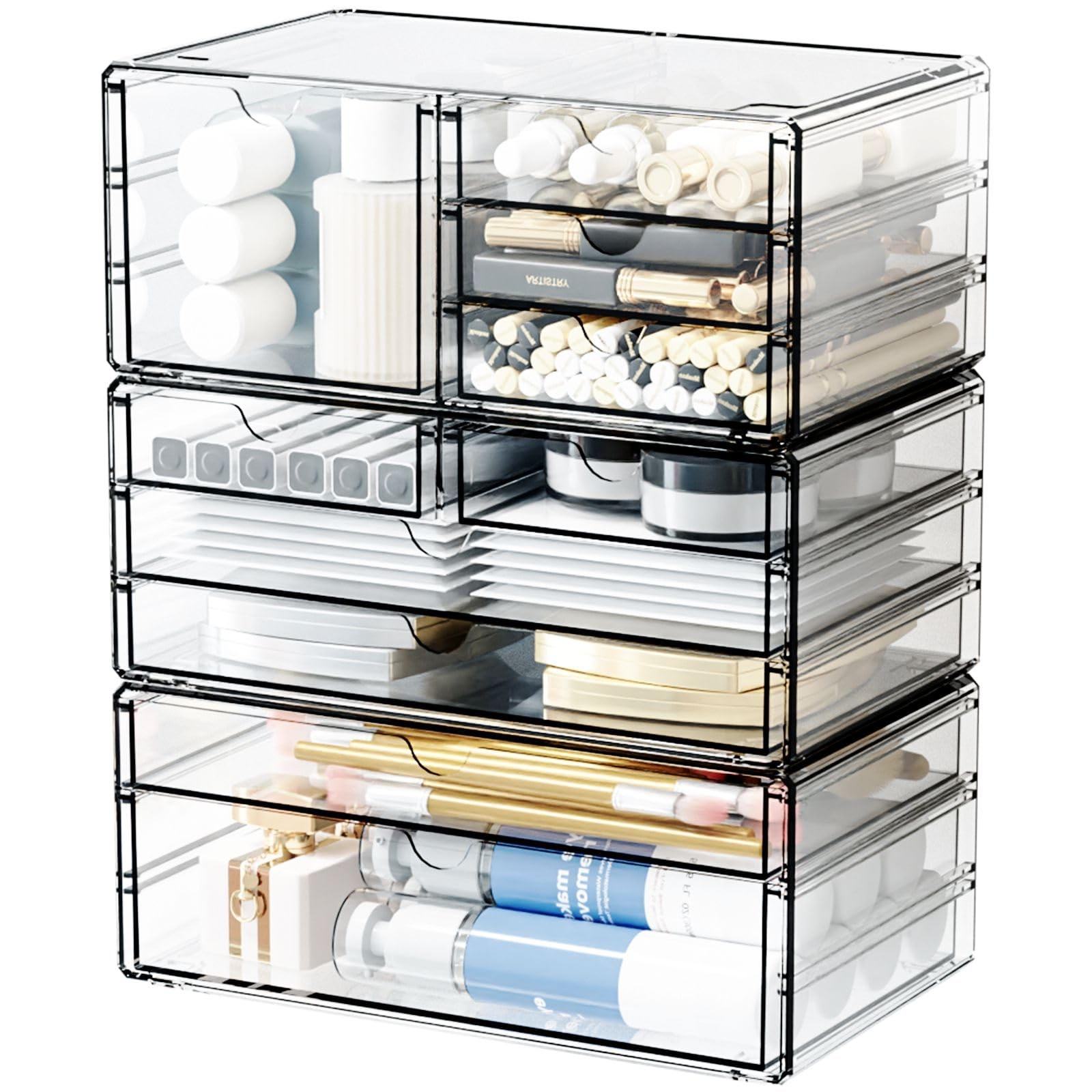 Yieach 3Pack Clear Drawer Organizers Stackable,Acrylic Storage Drawers With 1…