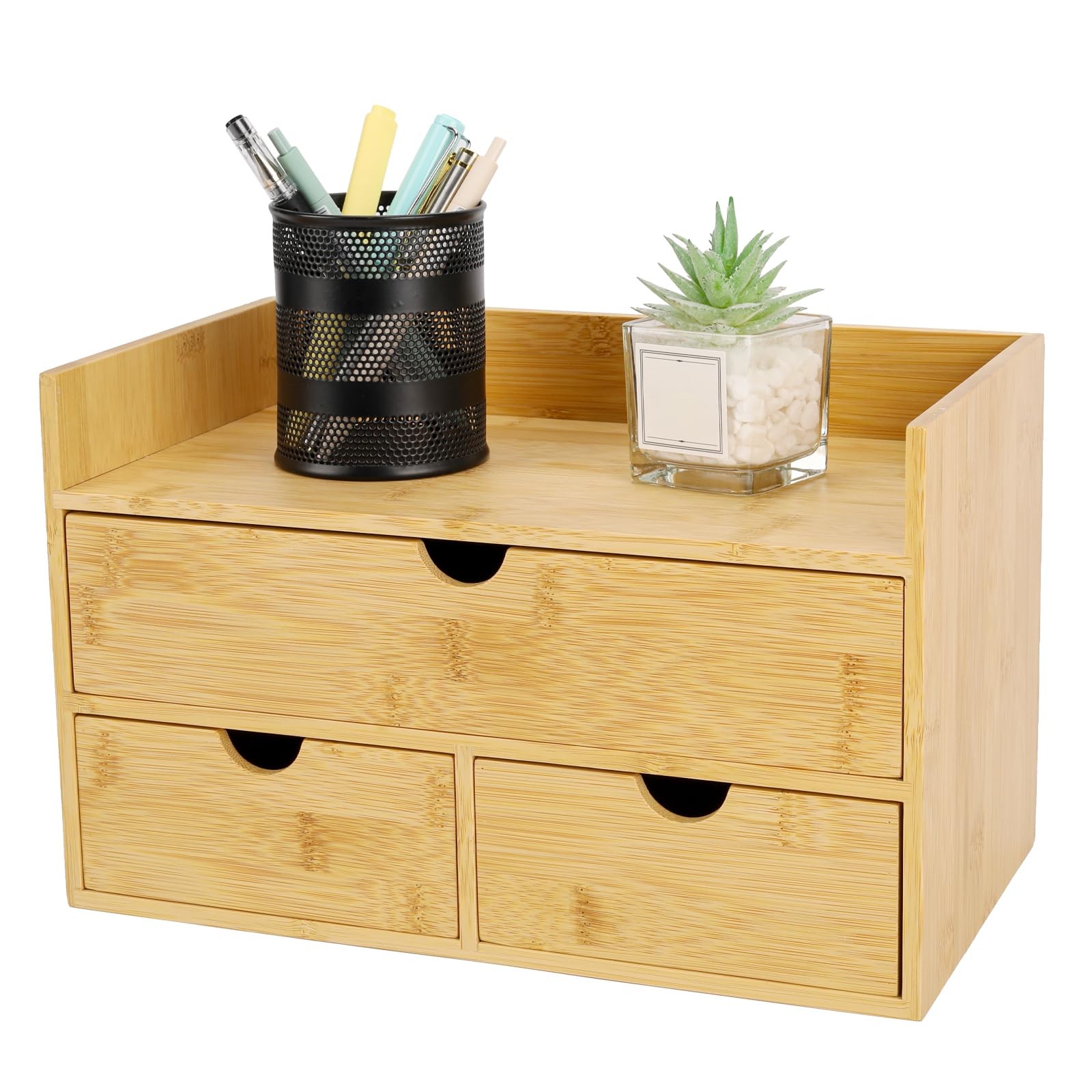Bamboo Desk Organizer With Drawers Countertop Drawers Counter Storage Box Cor…