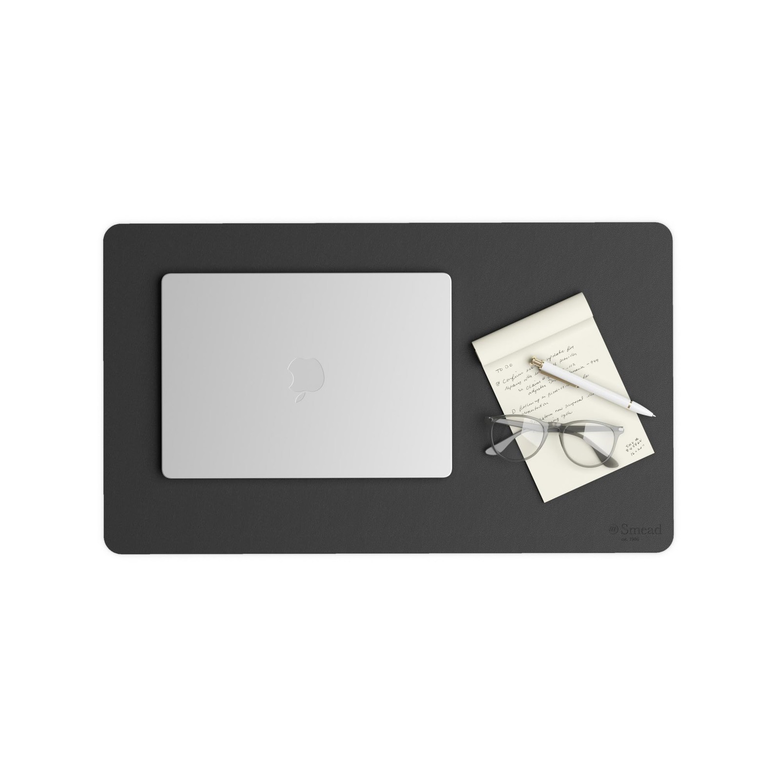 Smead Desk Pad, Vegan Leather Mat with Non-Slip 13.7″ x 23.6″, Dark Gray