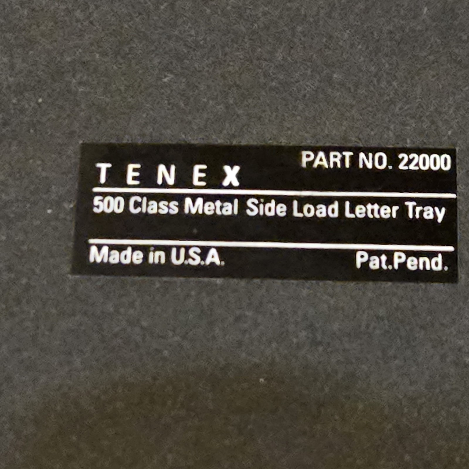 TENEX 500 Class Metal Side Loader Letter Tray Part No. 22000 Made In USA, Nice!