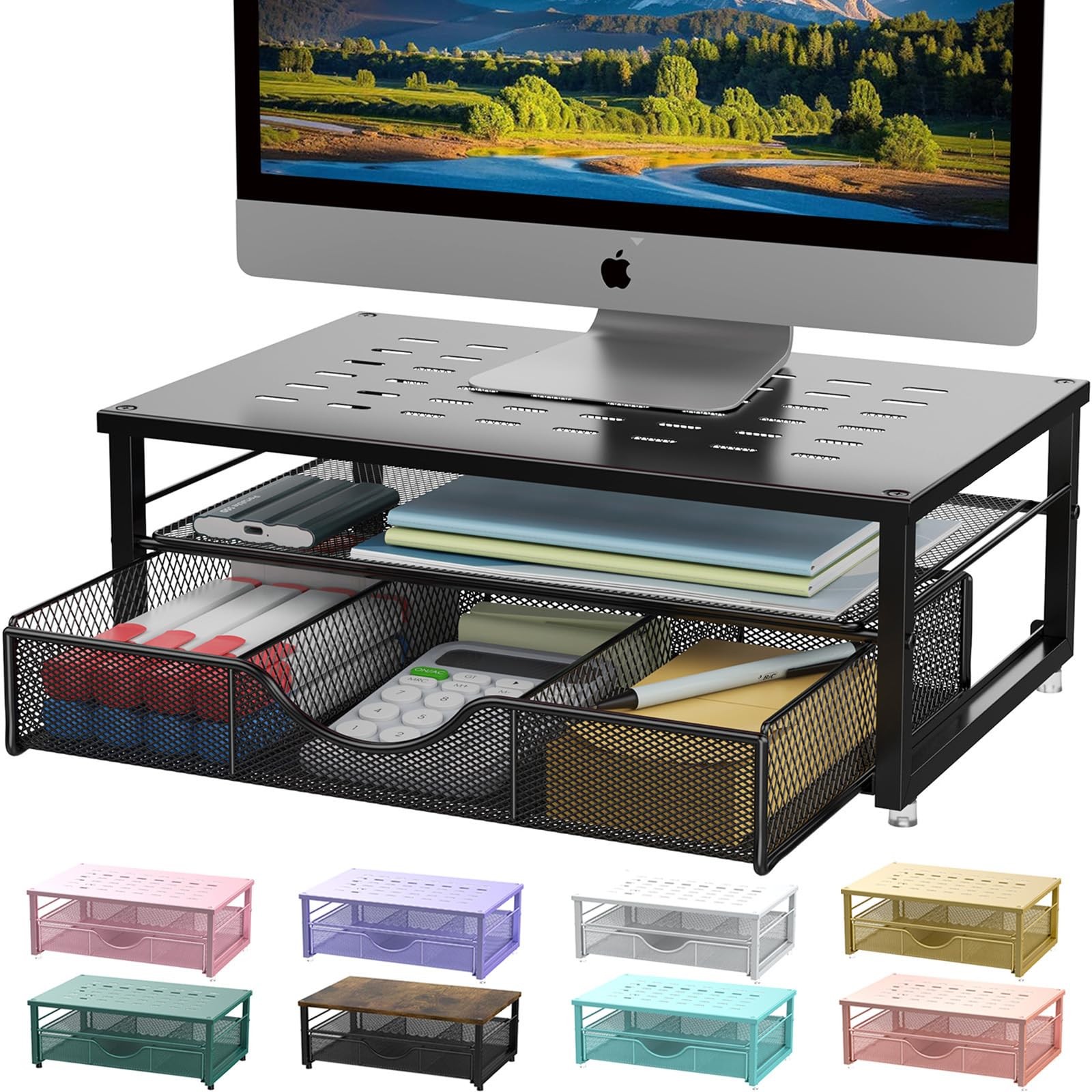 gianotter Computer Monitor Stand Riser, Desk Organizers and Accessories Black
