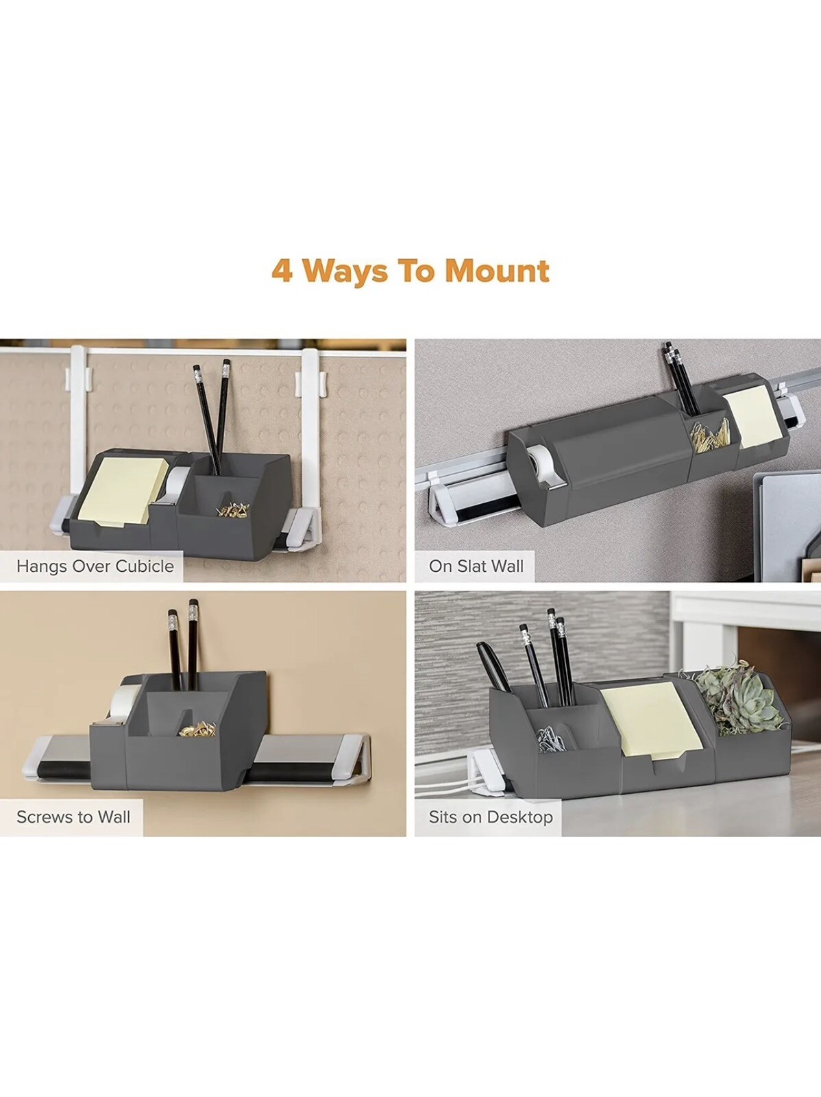 Bostitch Konnect Workspace Desk Organizer Cable Management 3 Pc Starter Kit Gray