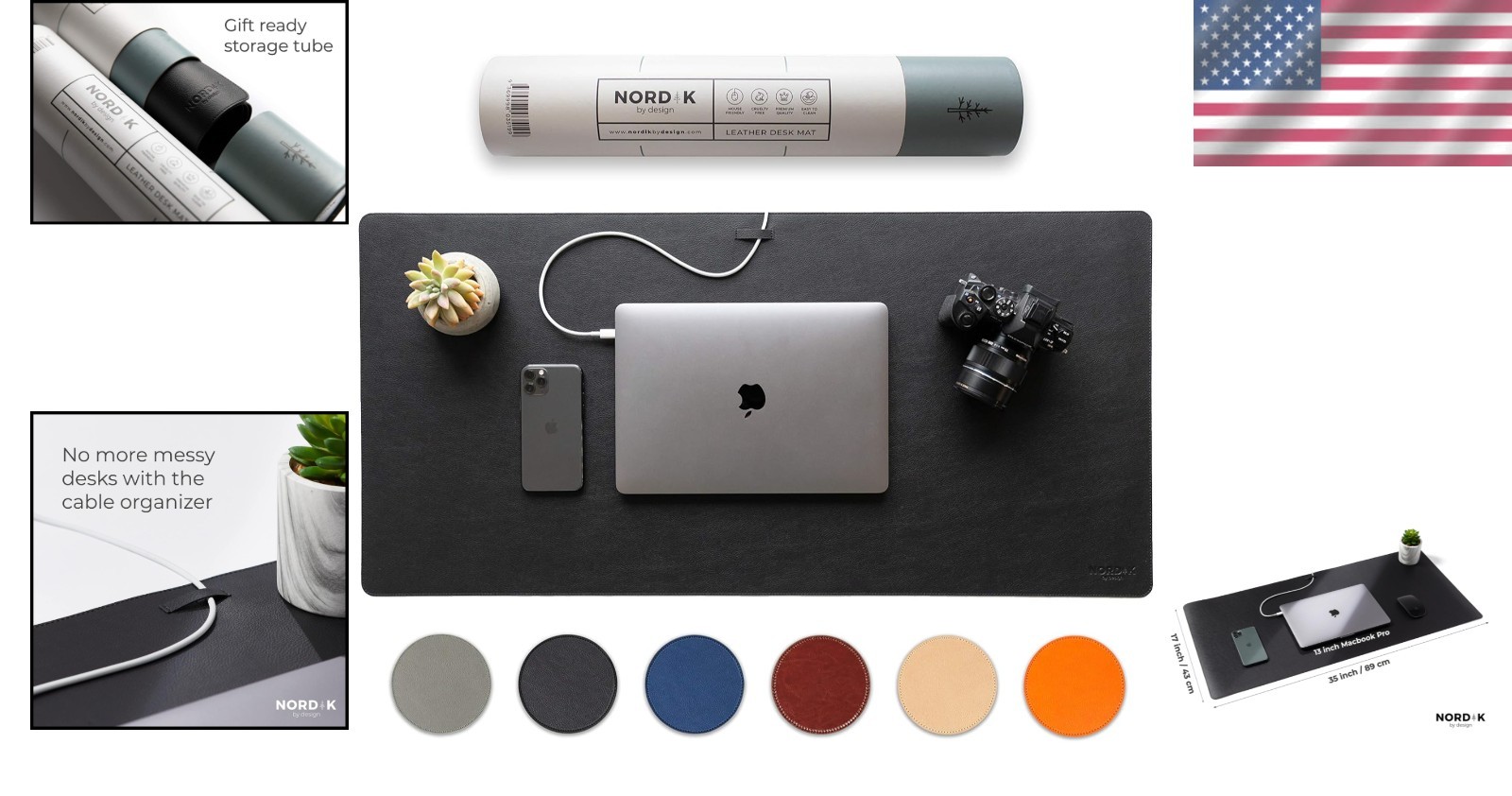 Large Desk Blotter Mat 35 X 17 – Pebble Black Protector with Ergonomic Design