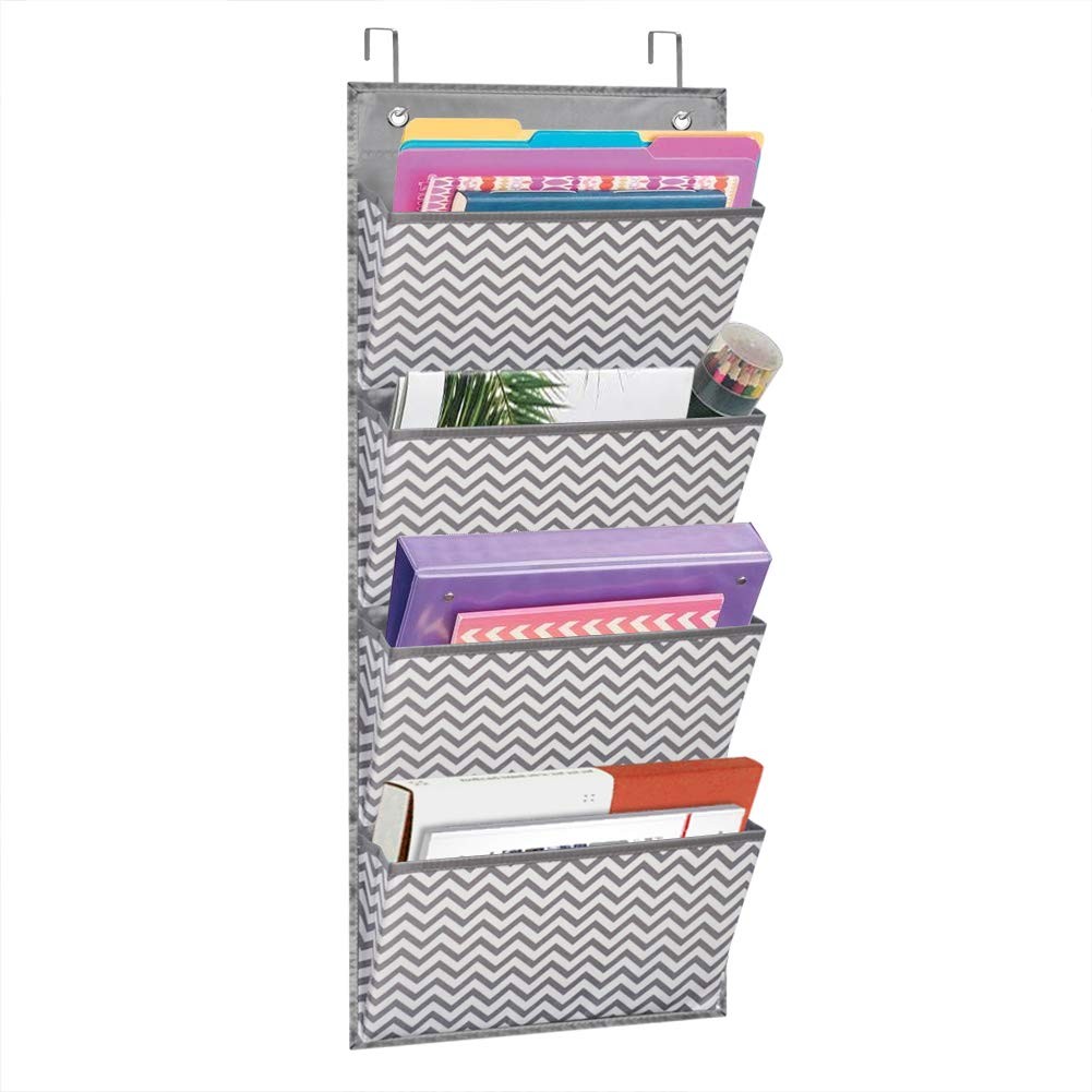 Eamay Wall Mount/Over Door File Hanging Storage 4 Pocket – Wave Pattern