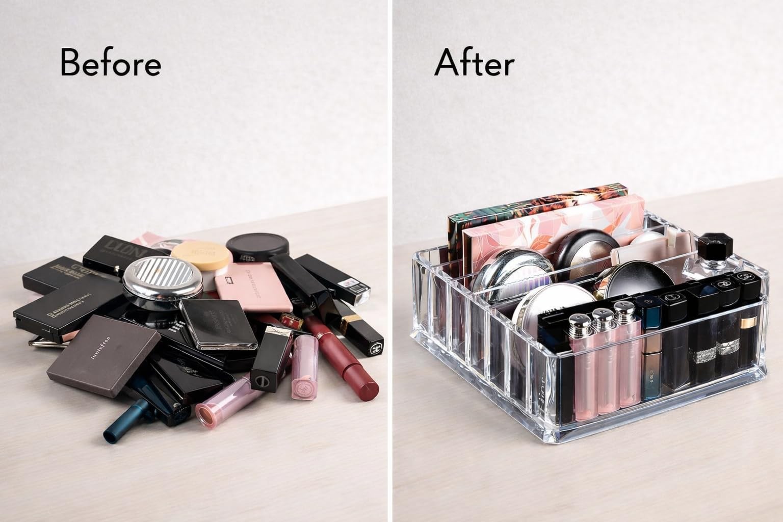 Makeup Organizer for Eyeshadow Palette Organizer, 8 Section Clear