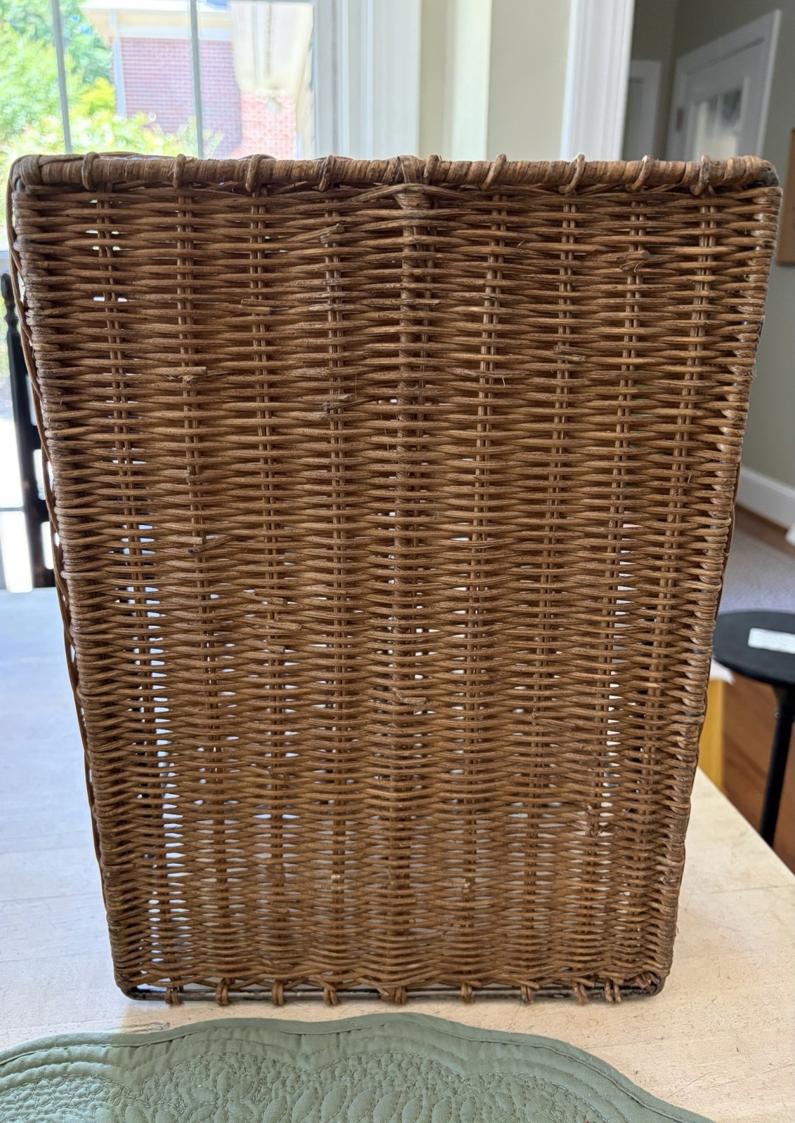 vintage wicker two-tier desk top organizer 14” x 10” EUC