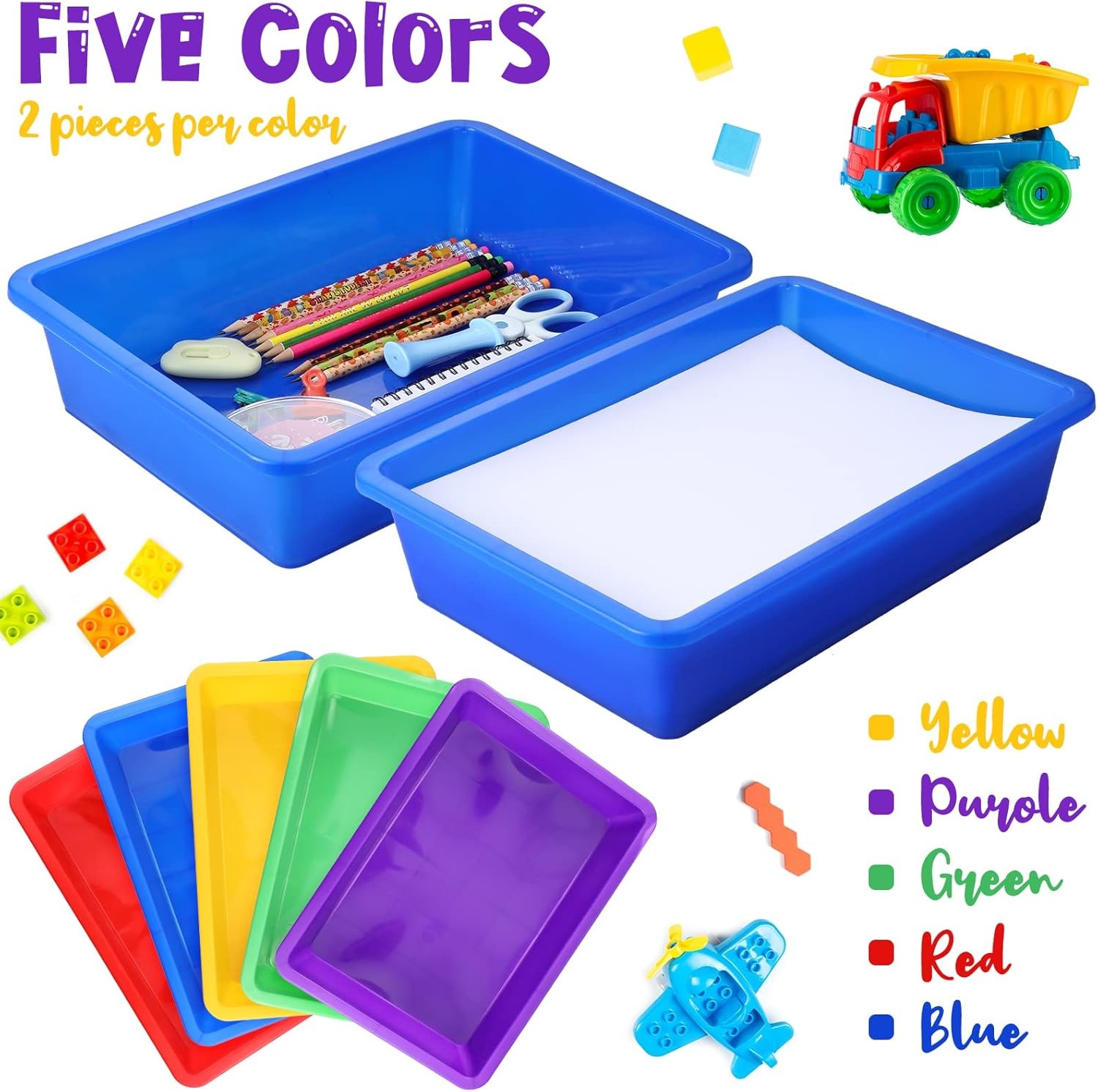 10 Pcs Flat Storage Organizer Tray Bin Letter Size Paper Tray for