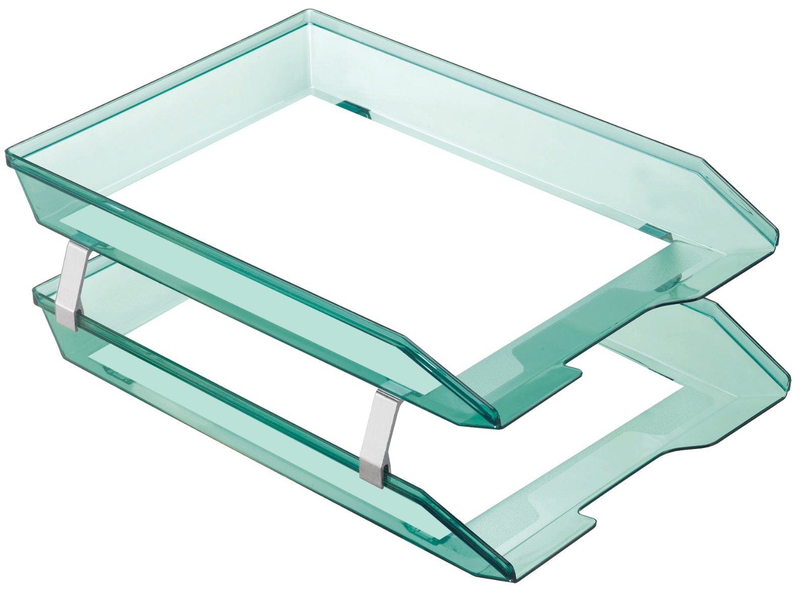 Acrimet Facility 2 Tiers Double Letter Tray Front Loading Design (Clear Green)