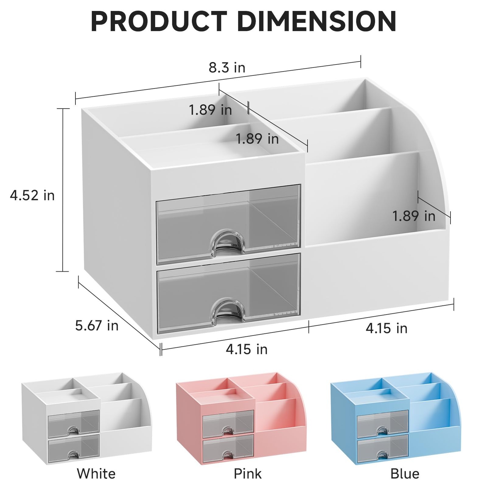 Makeup Organizer with 2 Drawers, Organizers Organizer, White