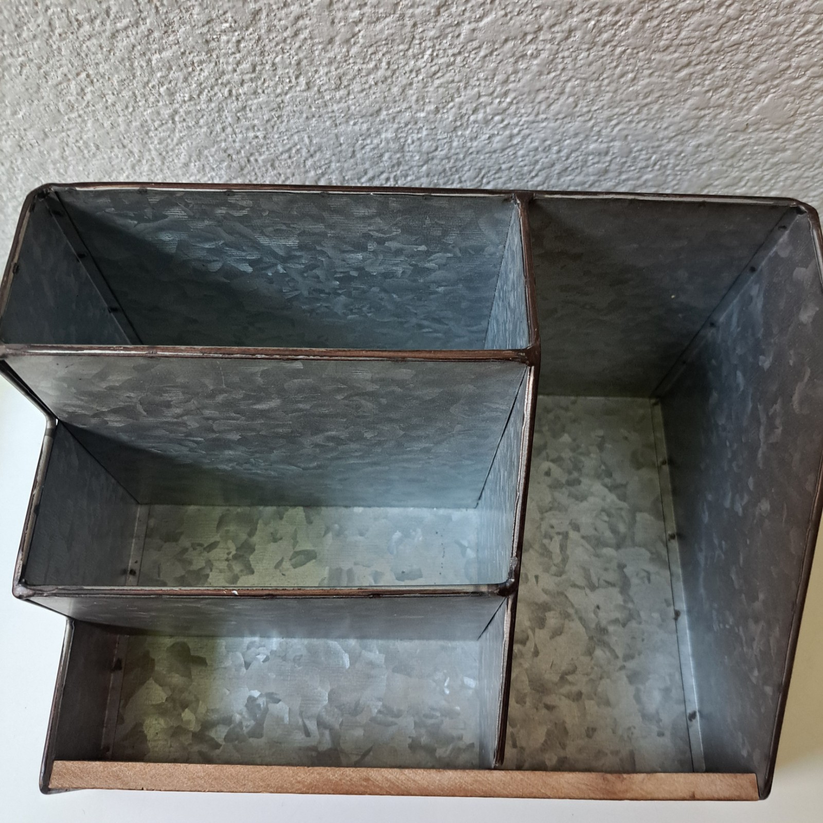 Galvanized Metal Desk Organizer Set- 3 pc. Rustic Mail Organizer For Desktop NEW