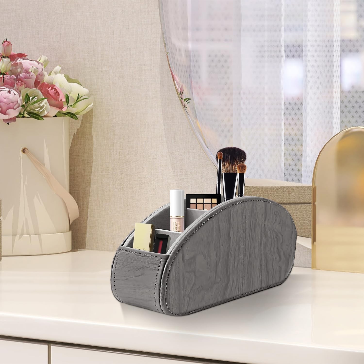 Remote Control Holder, Leather 5 Rooms Desk Organizer and Decorations for Liv…