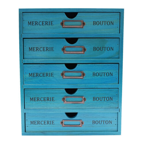 Vintage 5-Tier Drawer Cabinet Desk Organizer Box Office Desktop File Drawer
