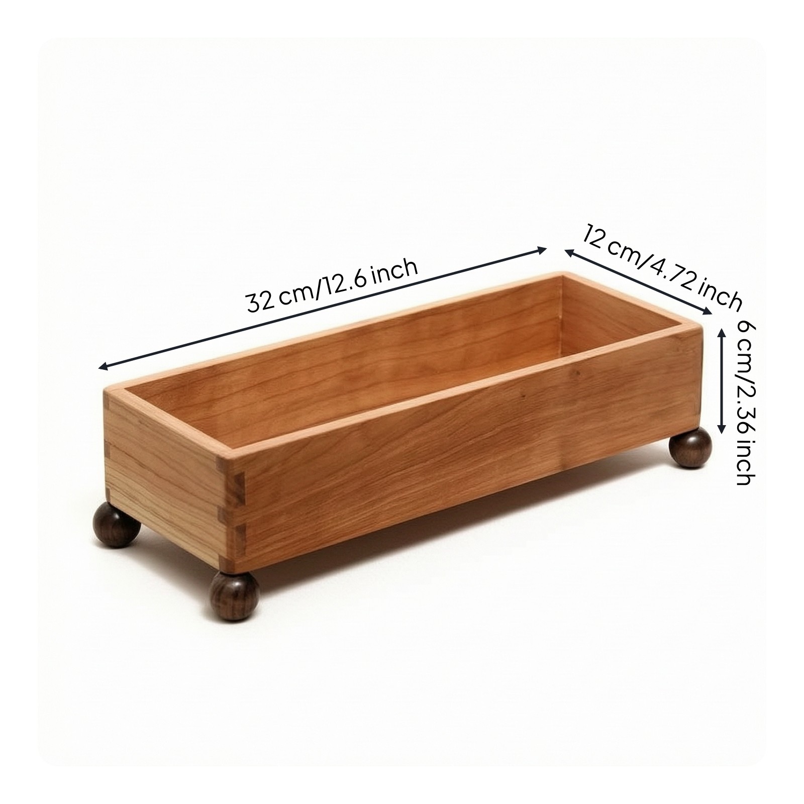 Wooden Tray with Feet Rectangular Wood Storage Tray Elevated for Coffee Table