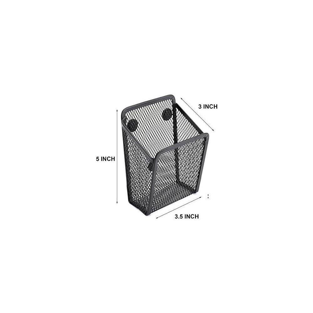 4 Pack Magnetic Mesh Pen Pencil Holder Organizer Basket, Black, Fine Point, Magn
