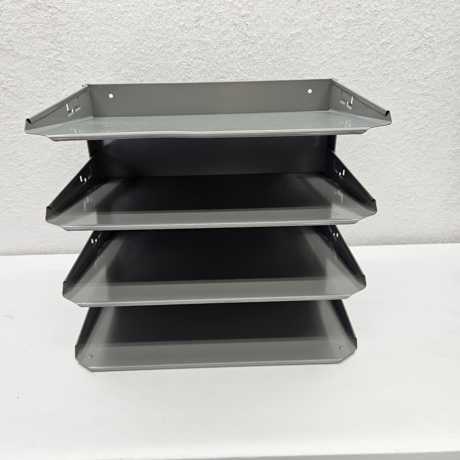Steel desktop file organizer 4 tiers Gray